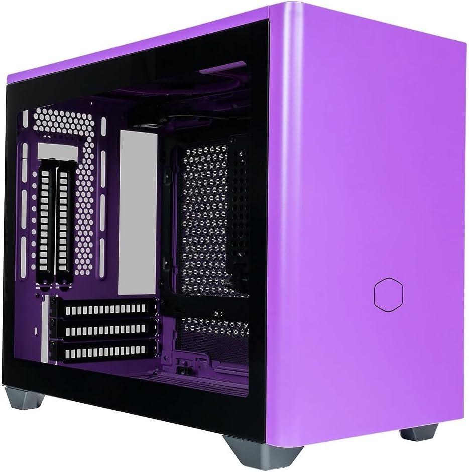 Cooler Master MasterBox NR200P Mini ITX Computer Case - Tempered Glass Side Panel, Superior Cooling Options, Vertical GPU display, Tool - Free 360 Degree Accessibility - Nightshade Purple