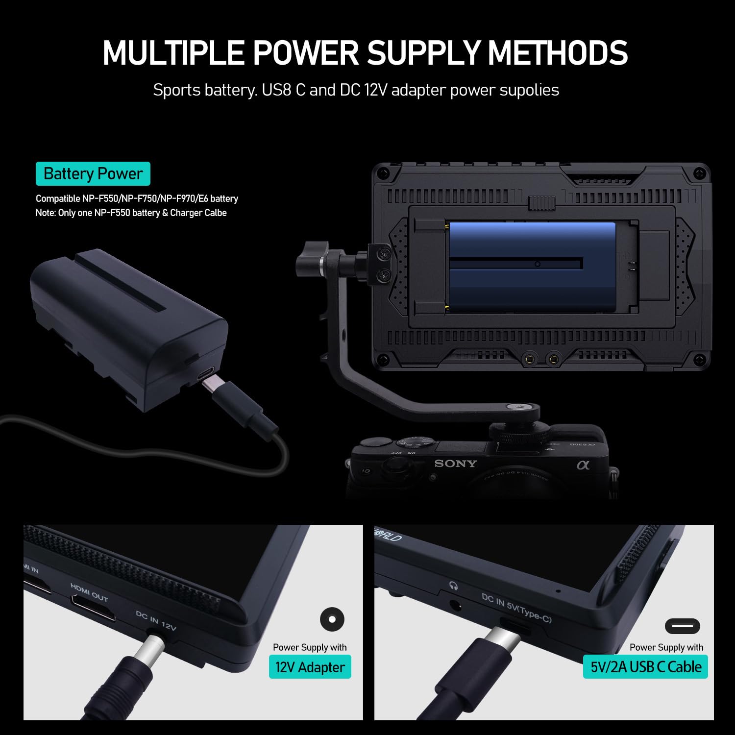 FEELWORLD FW568 V3 Monitor da campo per fotocamera 4K da 6 pollici con batteria da 2800mAh Monitor DSLR Full HD 1920x1080 3D lUT Borsa per il trasporto, parasole,Peaking Focus Assist HDMI Input/Output