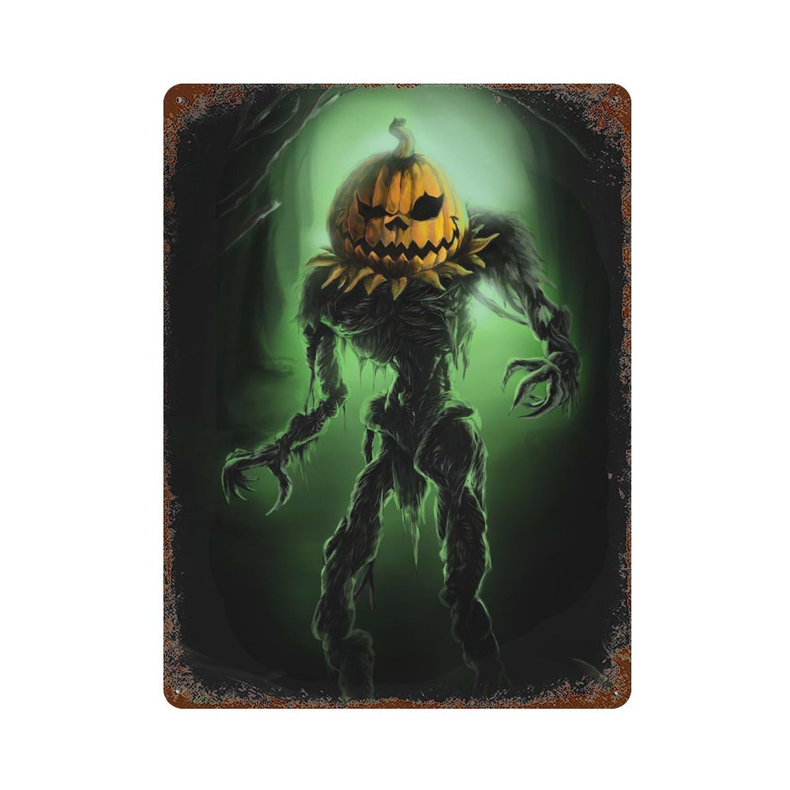 Pumpkin King Rust Effect Tin Sign 15.7"x11.8", Ideal for Garage, Bar And Workshop Decor