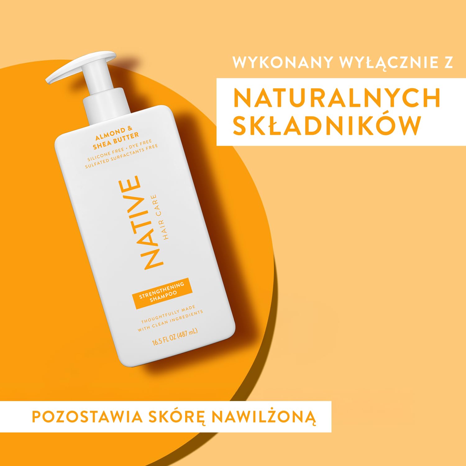 Native Wegański szampon wzmacniający z masłem migdałowym i shea, czystym, siarczanami, parabenami i niezawierającym silikonu
