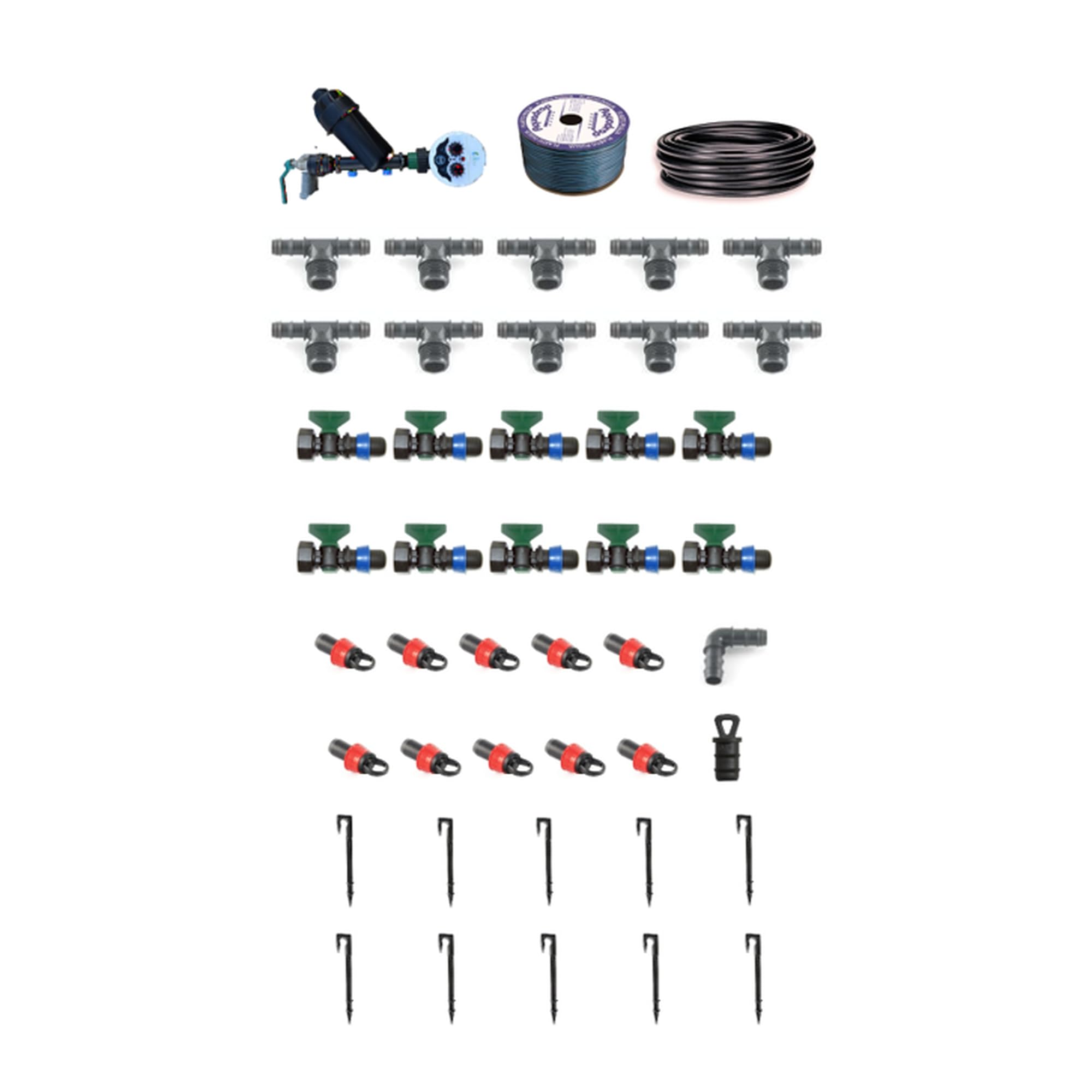 Kit Irrigazione a Goccia Orto automatico, 250 Metri Quadrati, con Manichetta 250mt acquadrop 20 o 30 cm, Tubo 20mm, Filtro, Raccordi, Sistema Fai da Te, Programmatore (KIT CON GOCCIOLATORI A 20 CM)