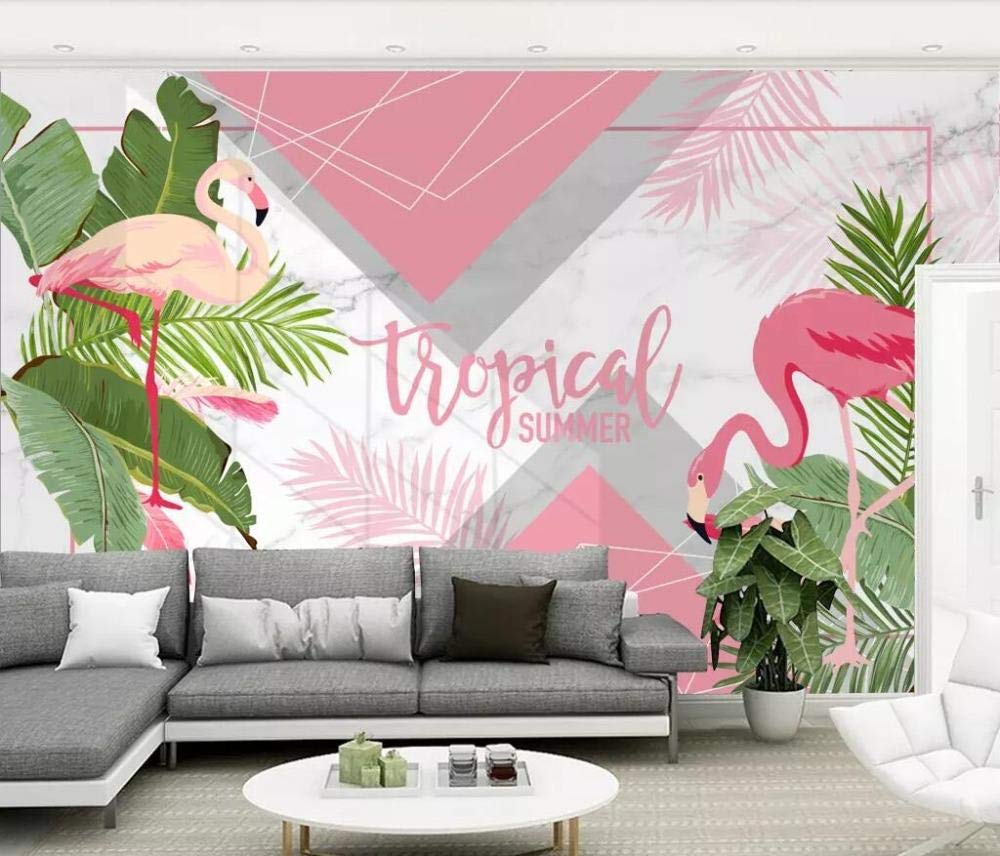 Papier peint flamant rose scandinave moderne pour salon cocooning