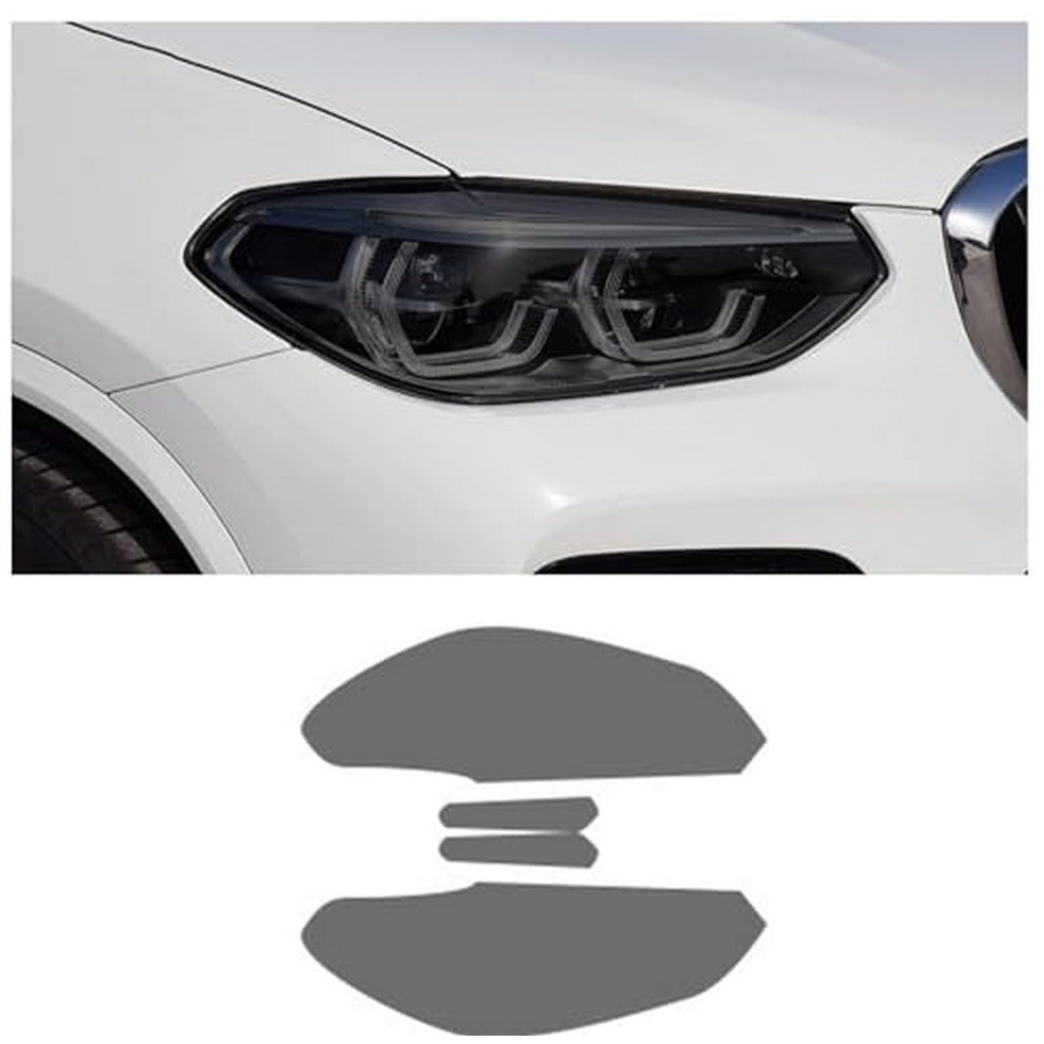 Film vinyle de protection phare BMW X4 M finition noire élégante pour optiques