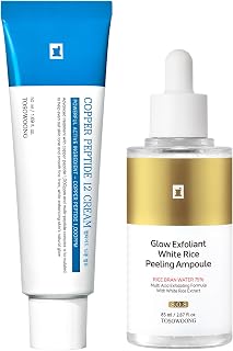 Ad – TOSOWOONG Resurfacing & Firming Kit - White Rice Peeling Ampoule for Pore Care + Copper Peptide 12 Cream fo...