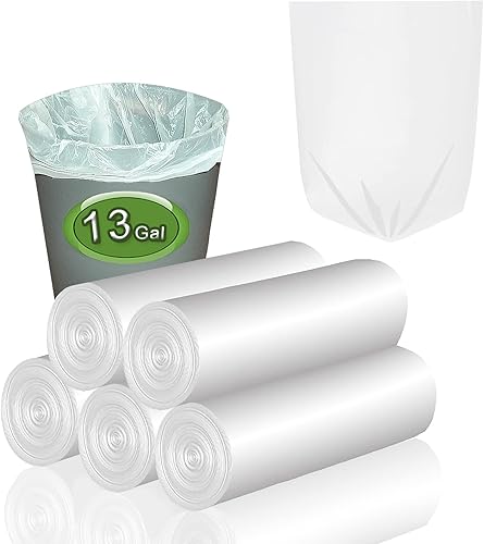 Inwaysin - Bolsas de basura de 13 galones de alto, bolsas de basura blancas biodegradables, 75 unidades