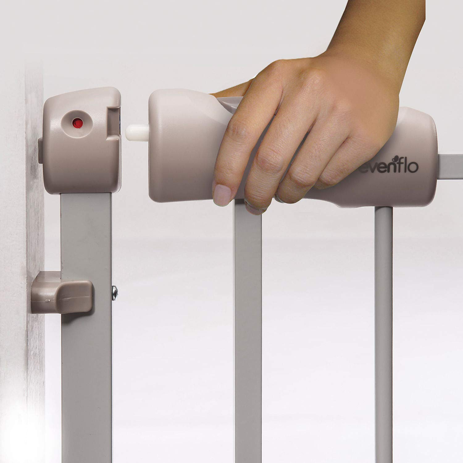 Evenflo Easy Walk-Thru Top-of-Stairs Gate, Simple Assembly, No Tools Required, Easy-Glide Handle, 32-Inch Gate Height, Safety Lock Indicator, Great for Children and Pets, Neutral Finish Baby Products
