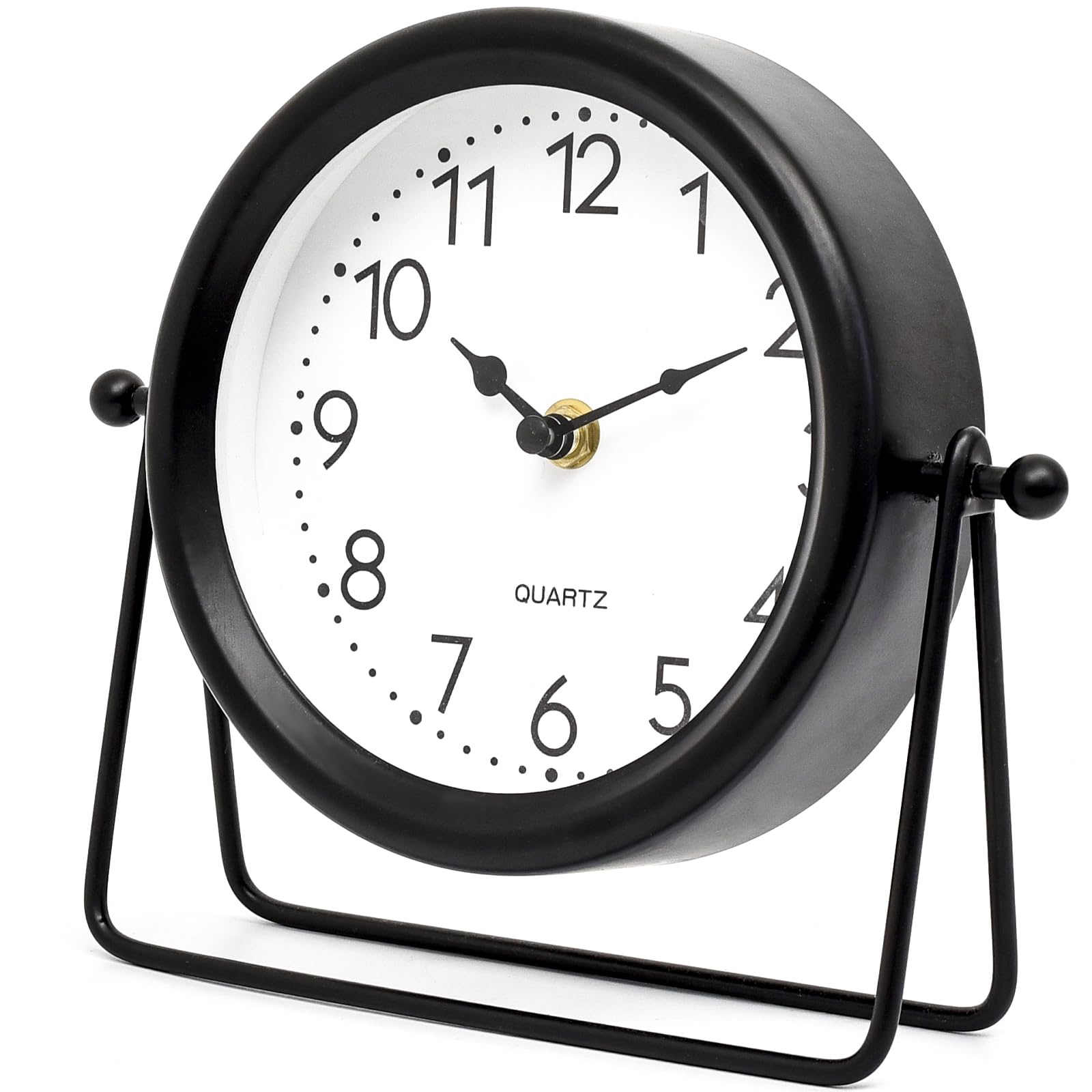 MACVAD Vintage Black Table Clock on Stand, Decorative Desk