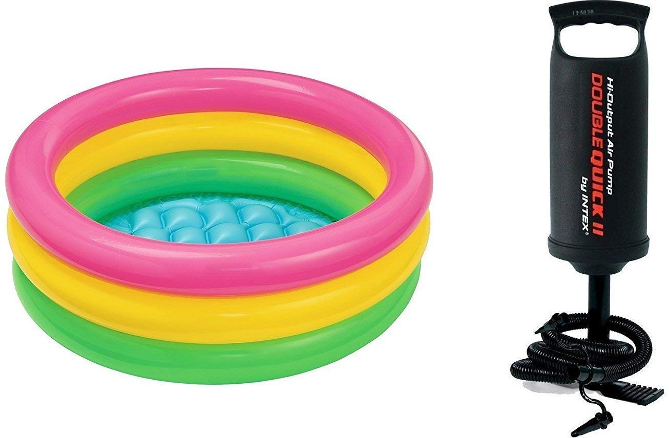 Heer 4 Feet Big Size Inflatable Swimming Pool with Hand Pump Inflatable Pool (Multicolor)-image-45