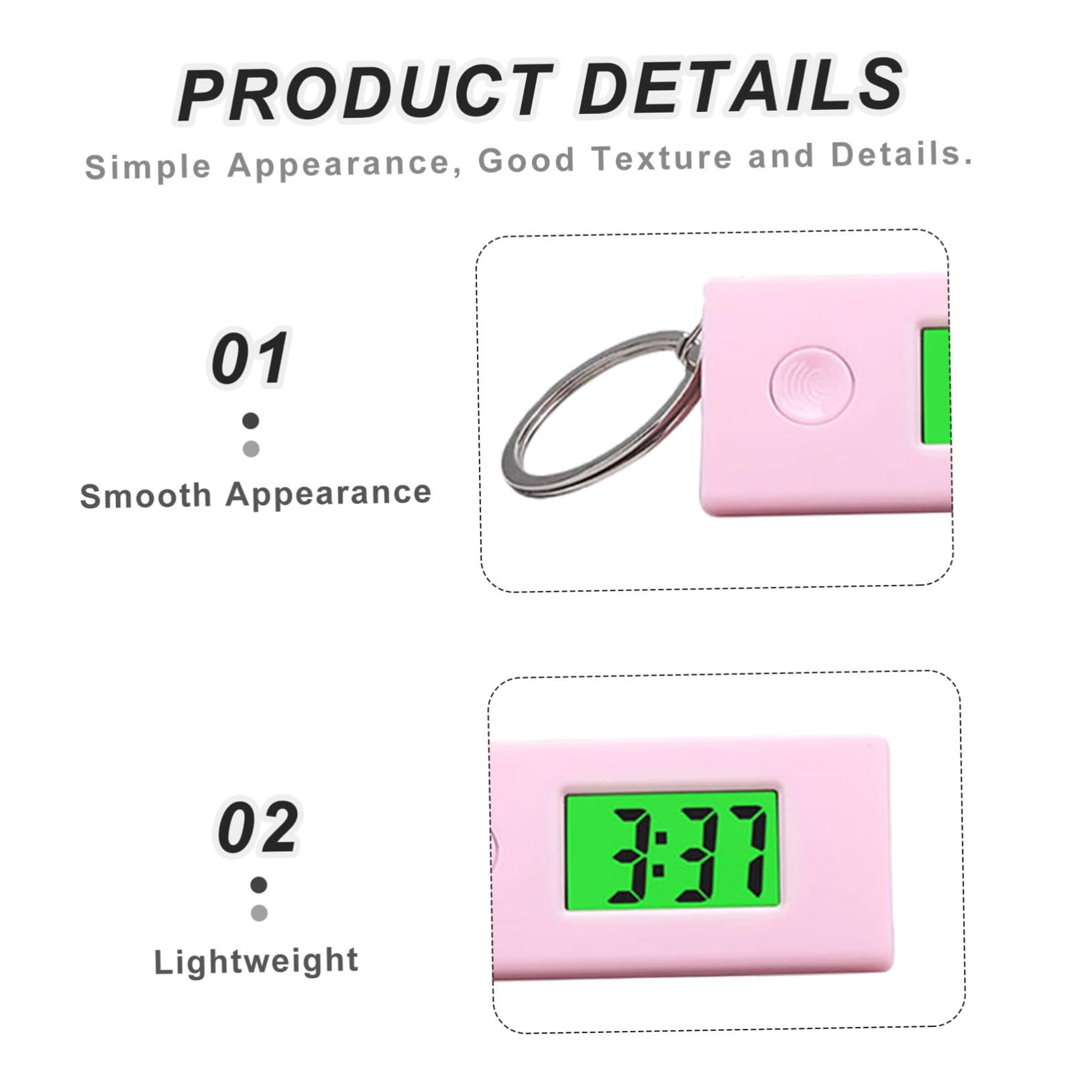 5 pièces Montre Porte-clés Silencieuse avec Lumière Nocturne Montre Digitale Portable Triangulaire pour Examens Travail et Activités Extérieures