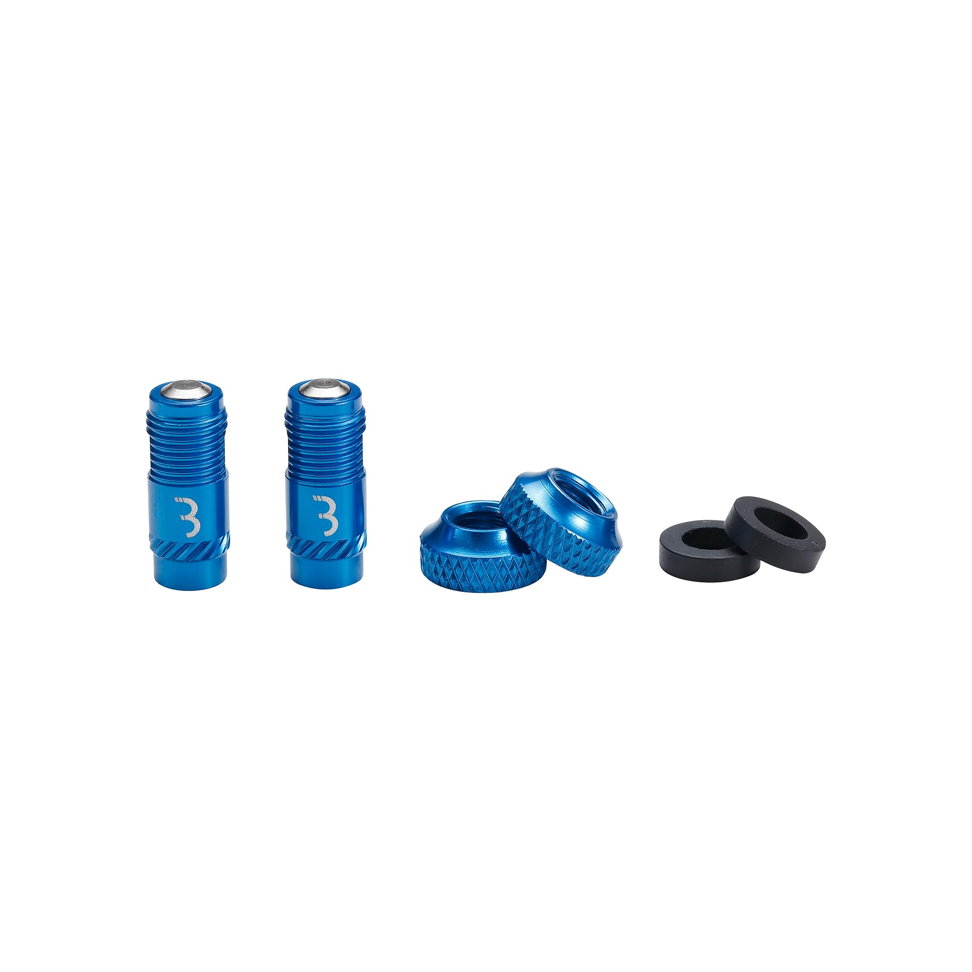 BBB Cycling CoreCap Universal Valve Upgrade Set - 300% More Airflow - High Volume Presta to Schrader Converter - Suitable for All Pumps - 2 Pack - Blue - BTI-165