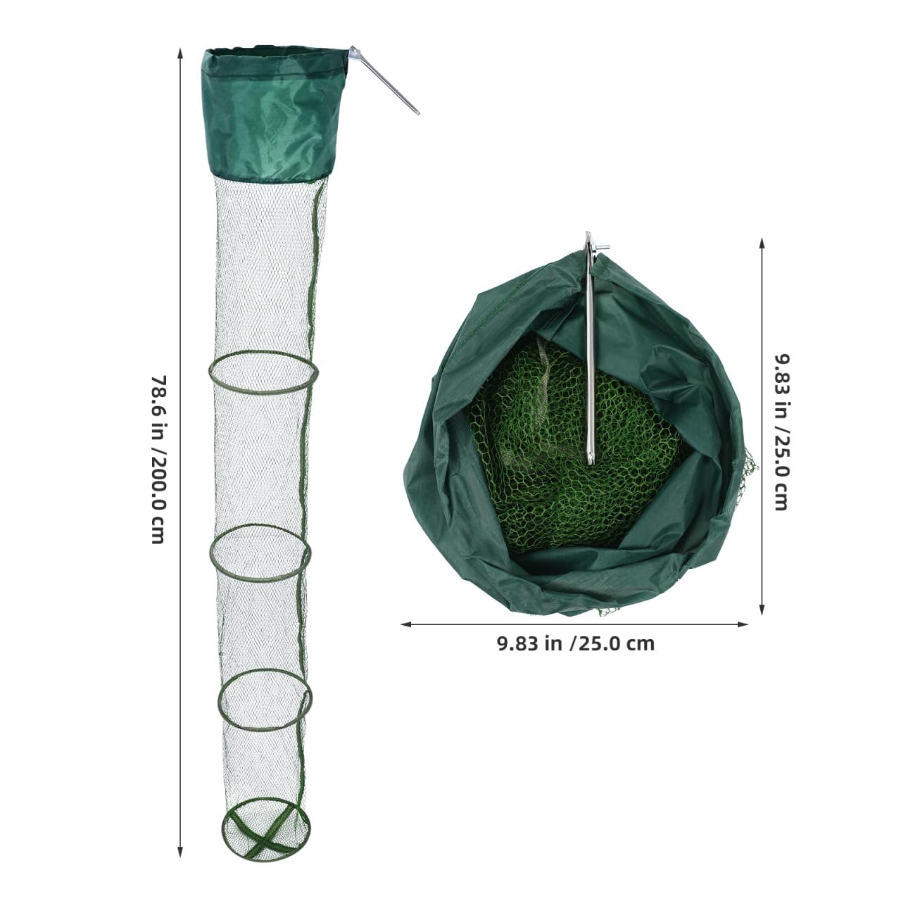 Filet de Pliable Maille Panier de Protection des Poissons Polyester et Acier Inoxydable Équipement de Pratique pour Stockage et Localisation des Poissons