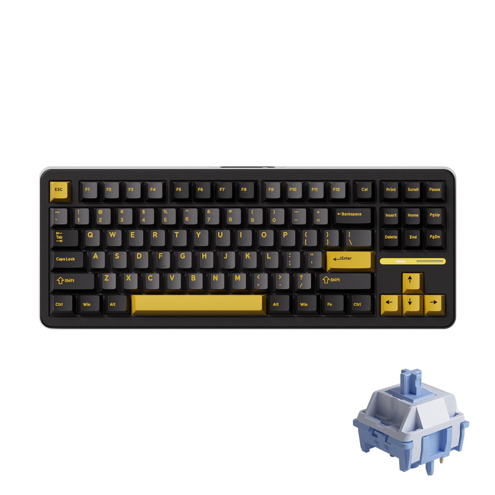 Akko TAC87 Gaming Keyboard Black & Gold Hot-Swappable Tri-Mode Mechanical Keyboard with PBT Cherry Profile Keycaps, Mirror Switch