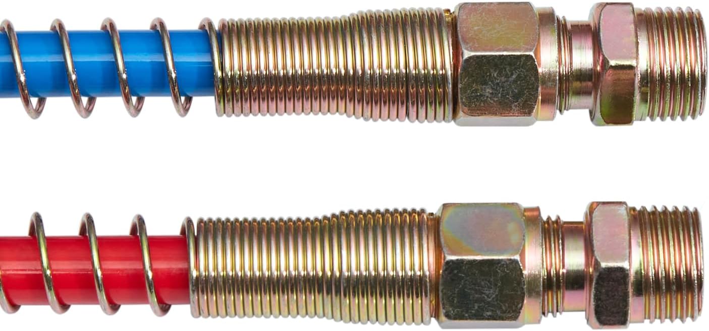 15FT Coiled Air Brake Hoses Longtail Assembly for Semi Truck Tractor Trailer, Blue Service and Red Emergency Air Brake Lines, 1/2" NPT Fittings（15' Length x 40" Tractor Lead）