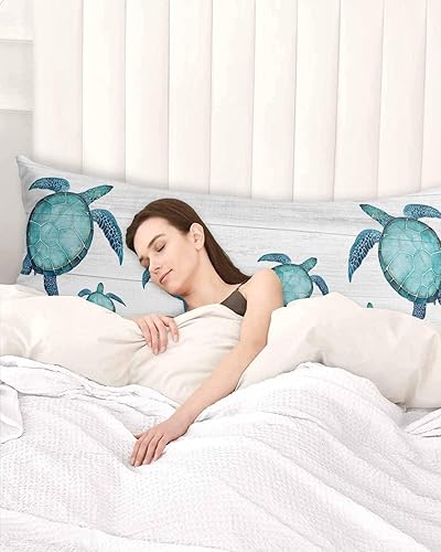 Miniatura 3 de Funda de almohada corporal de tortuga marina, fundas de almohada suaves para cama, fundas de almohada decorativas de lujo para sofá largo lumbar con