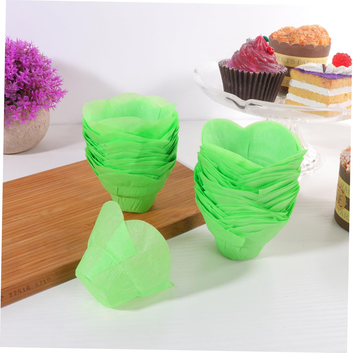 300piezas Envolturas De Forma De Verde Bodas y Celebraciones Retener La y Un Horneado