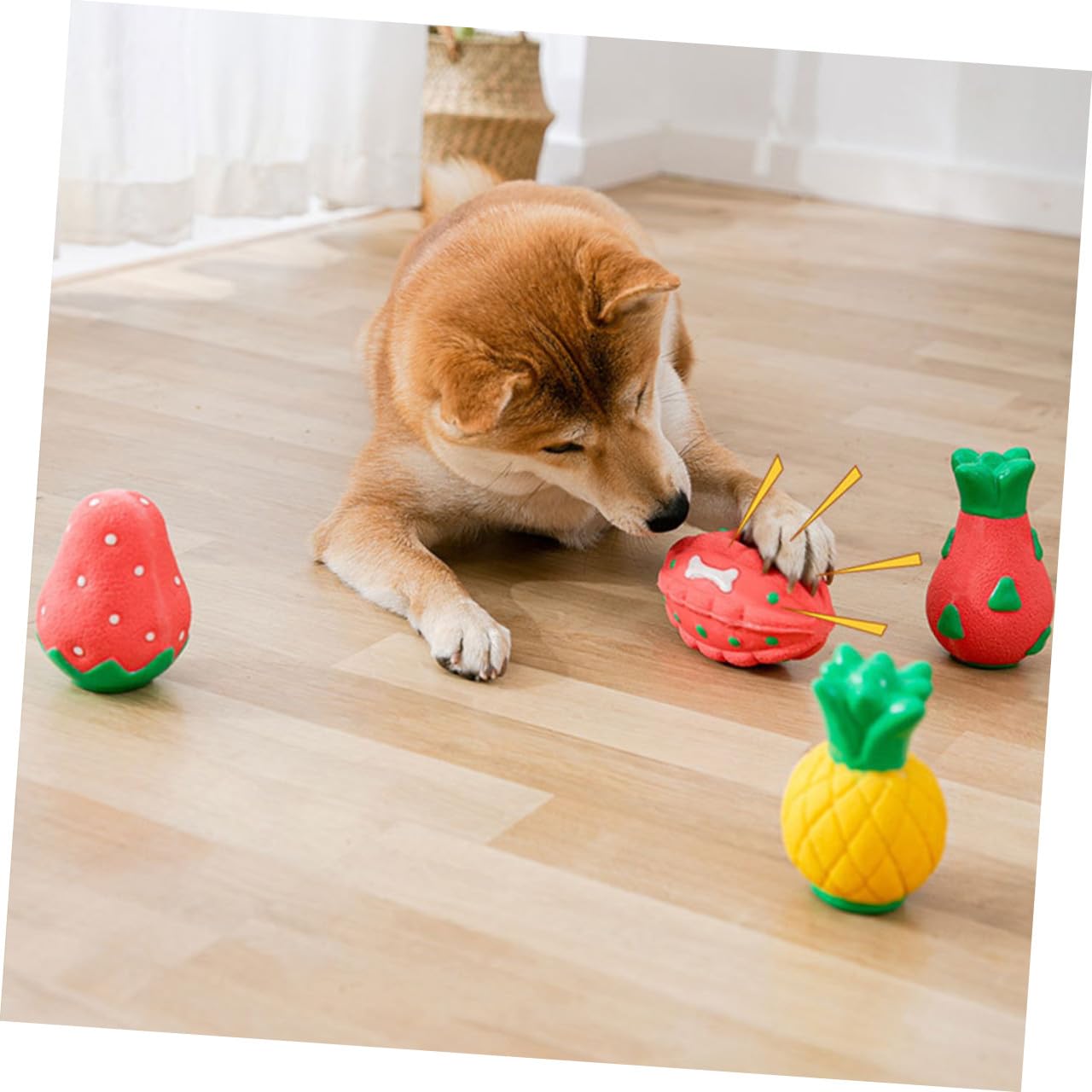 POPETPOP 5piezas Juguete Masticable Interactivo para Perros Juguete De Natural Resistente Mordidas para Perros Mediano Vibrantes para Estimulación y Diversión
