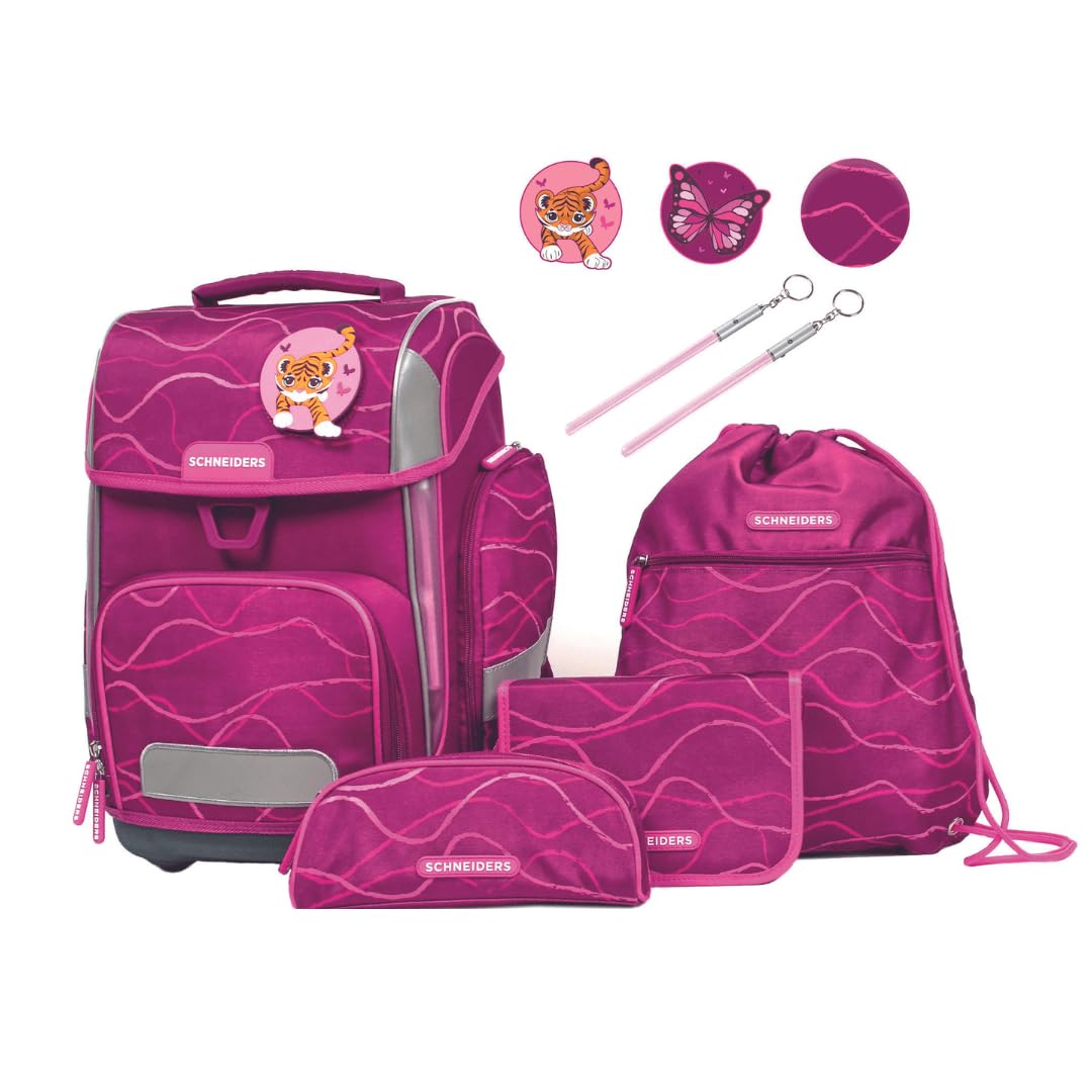 Schneiders Ergolite Cute Vibes Mädchen Schultasche - 9-teiliges Set, Orthopädisch geprüft, mit LED-Leuchtstäben, nachhaltig & ergonomisch