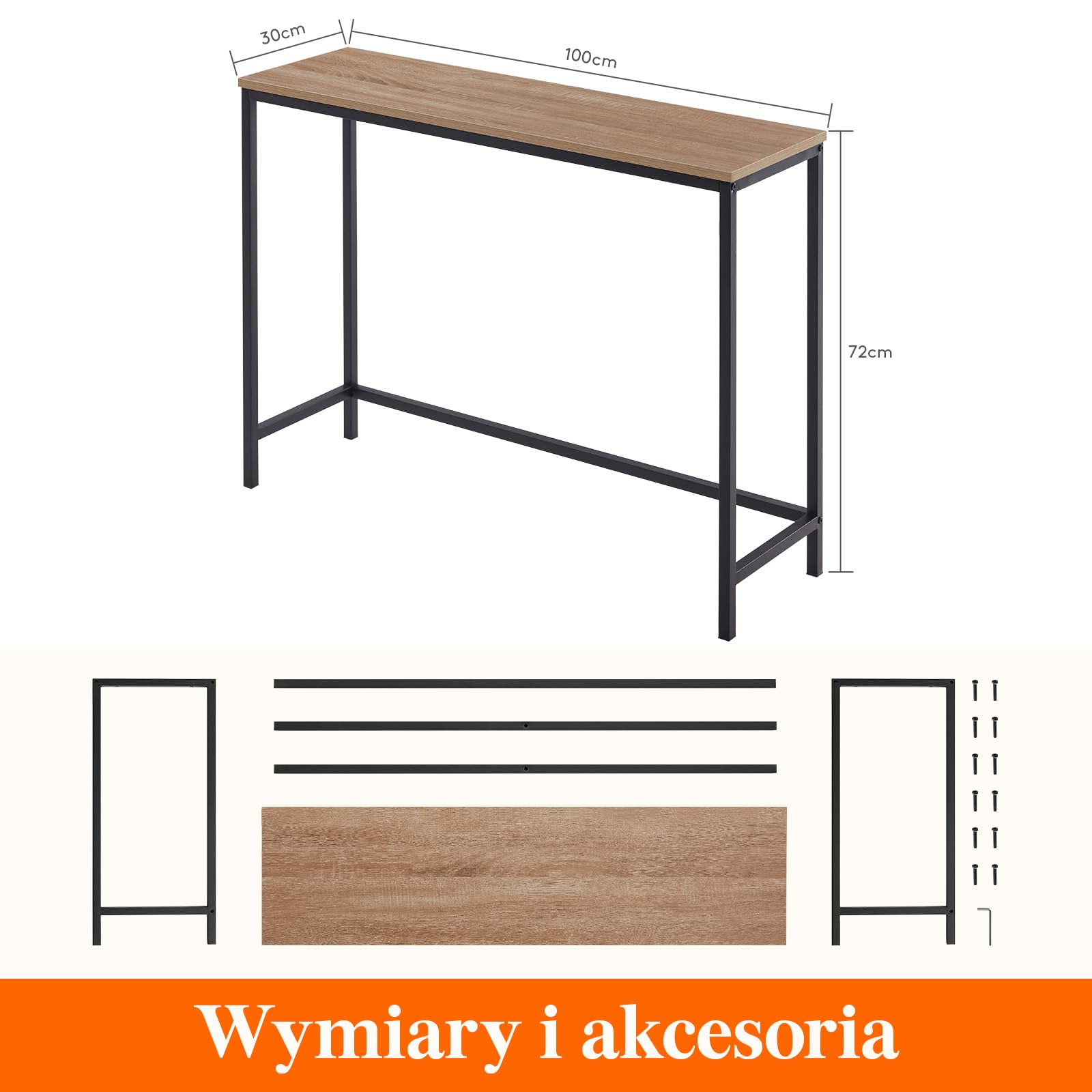Lifewit Stół Konsola Wąski Stolik do Sofy z Metalową Ramą do Salonu Przemysłowy Długi Stół do Przedpokoju Wejście Biurowe Korytarz Stolik Za Sofą Łatwy Montaż Jasny Brąz