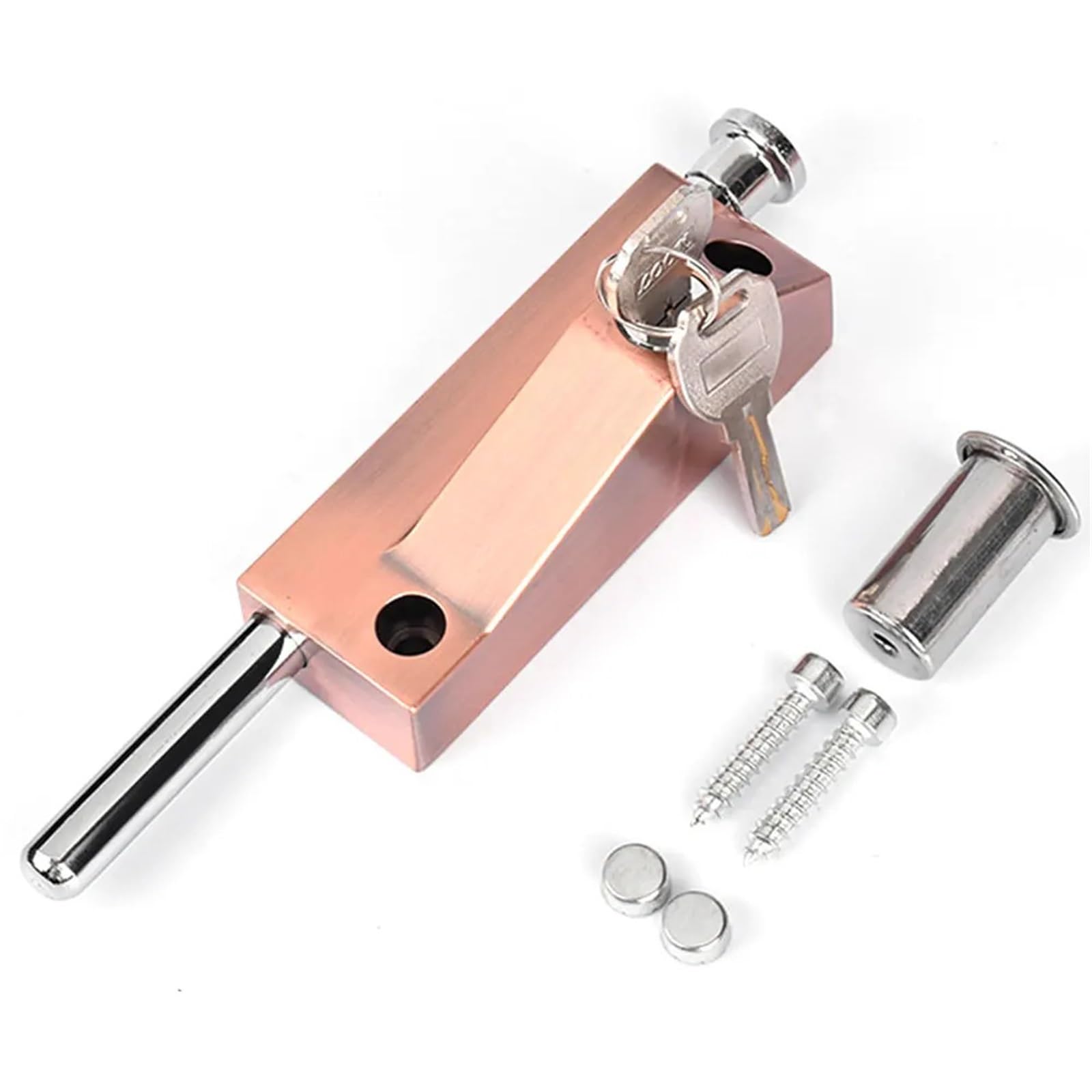 Cerradura de pestillo puerta aleación aluminio, perno seguridad con tornillos y 2 llaves, herrajes multiusos for el hogar Para Puertas(Rose gold)