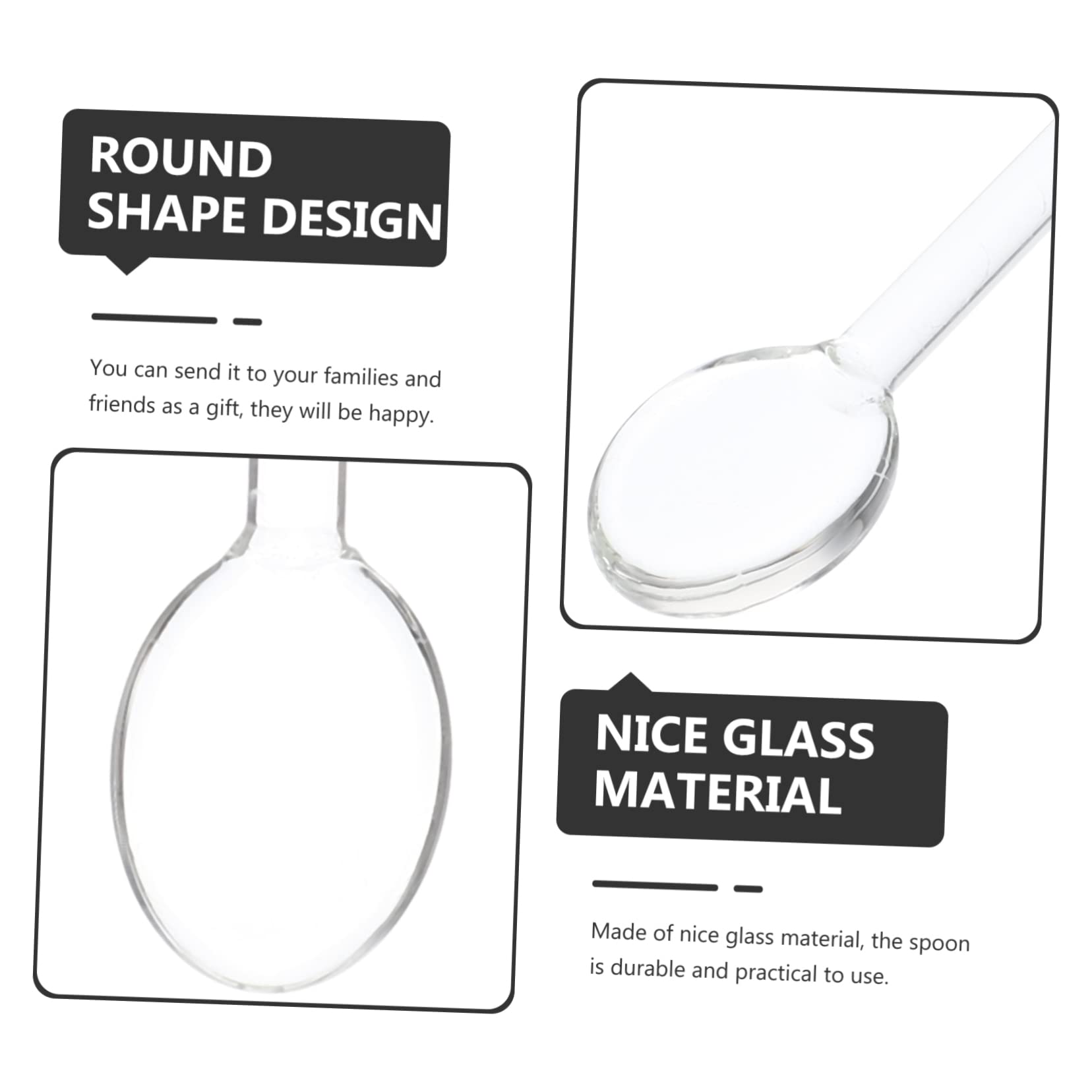 Ciieeo 15 Piezas Cuchara alta en borosilicato cucharas de condimentos de mesa cucharas de cafe agitador de café espresso cucharas agitadoras cuchara de vidrio familiar