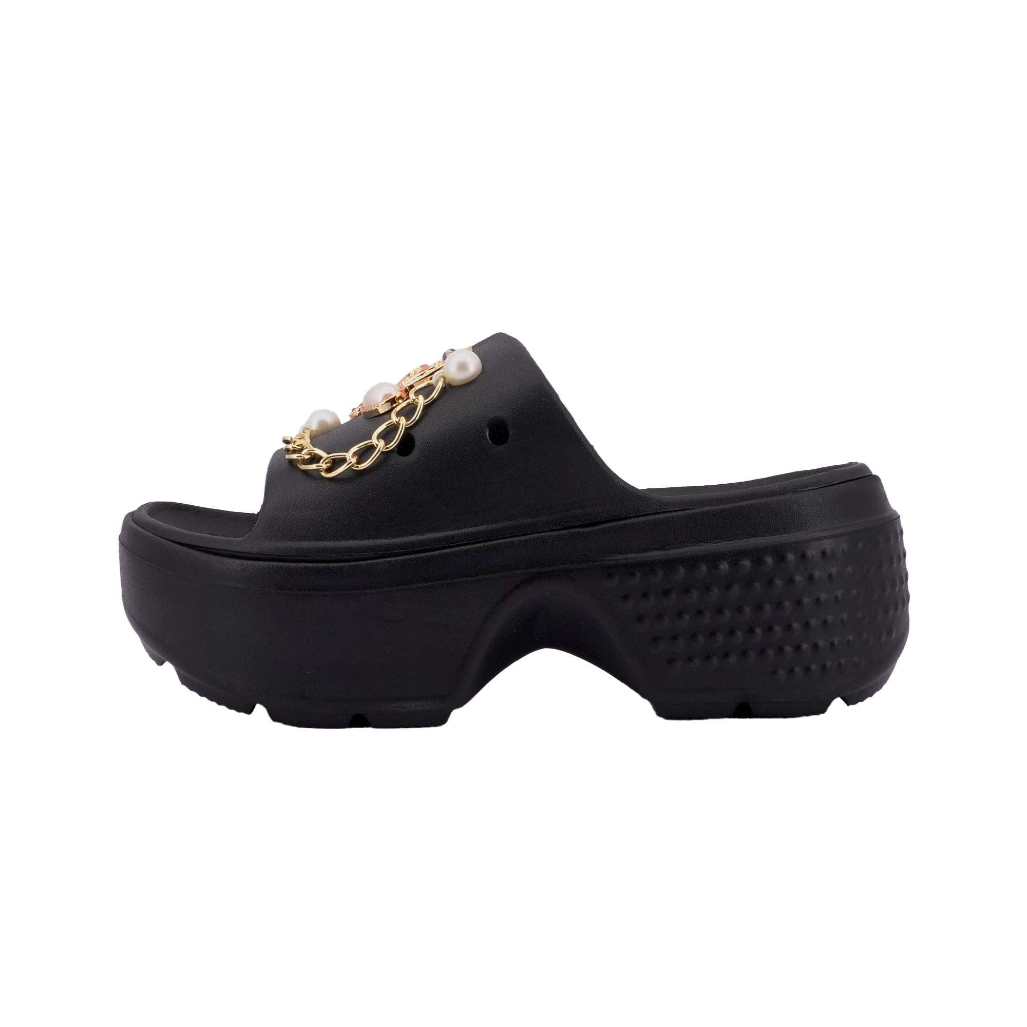 Ciabatte Donna con Zeppa 7.5cm, Plateau Pantofole Estive con Ciondoli DIY Rimovibili, Sandali Mare in EVA Leggeri e Antiscivolo per Vacanze e Casa