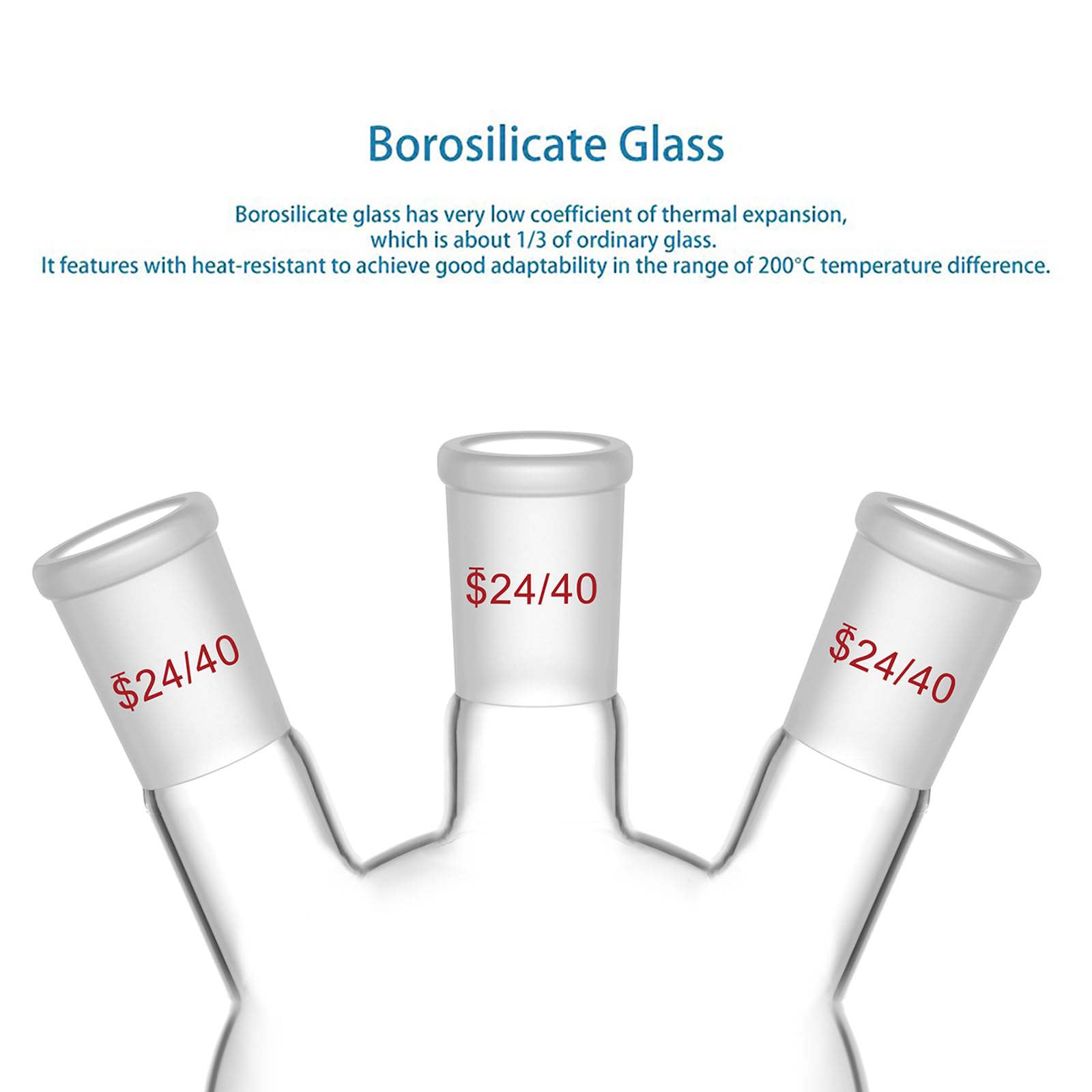 stonylab Tres-Cuello Balones de Destilación Redondo Frasco de Fondo de Borosilicato Vidrio RBF, con 24/40 Centro y Lado Cónicos Estándar Externo Joint, Frasco de Laboratorio Boiling Flask - 500ml