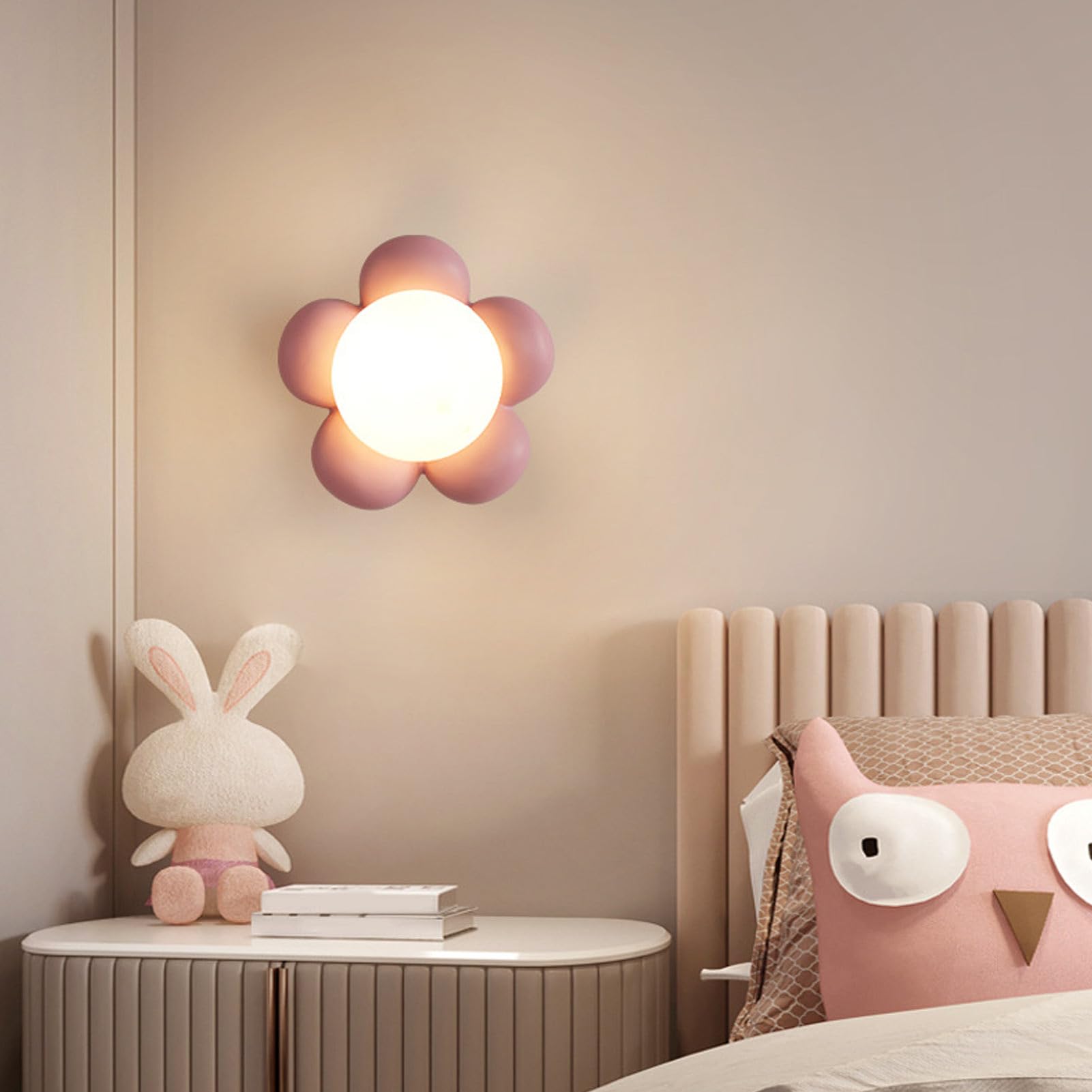 Lampka Nocna Lampka Nocna z Motywem Kreskówkowego Kwiatu Lampka Nocna do Pokoju Dziecięcego do Pokoju Dziecięcego Sypialnia Salon 100‑240 V, żarówka G9 (brak w Zestawie)