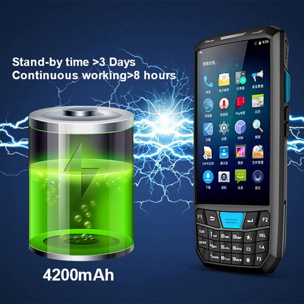 Skaner 2D z systemem Android 13, 11.4 cm, ręczny, wytrzymały PDA, bezprzewodowy WiFi, 4G LTE, skaner kodów kreskowych 4 GB + 64 GB z klawiaturą, wyposażony w skaner kodów QR Honeywell N6703 1D