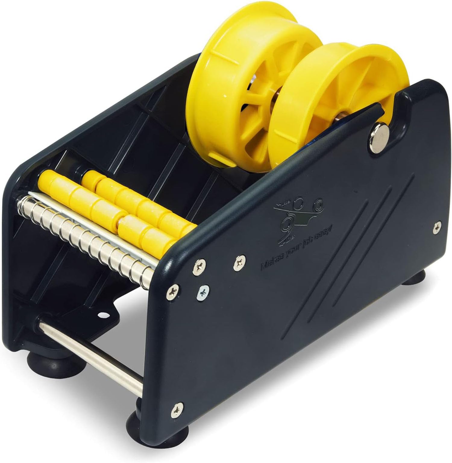 MDJ by Excell, dispenser manuale di etichette adesive con 4 ventose, base per tavolo, supporto regolabile per più rotoli per ufficio, casa, scuola, magazzino, facile da staccare, adatto per etichette