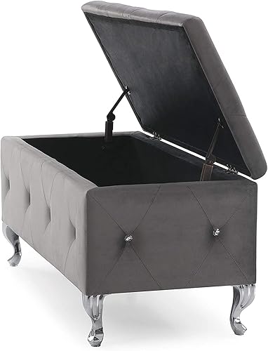 Miniatura 5 de AC Pacific Glam - Banco otomano tapizado de piel sintética de 38 pulgadas para entrada, pasillo, sala de estar y dormitorio, otomana tapizada de