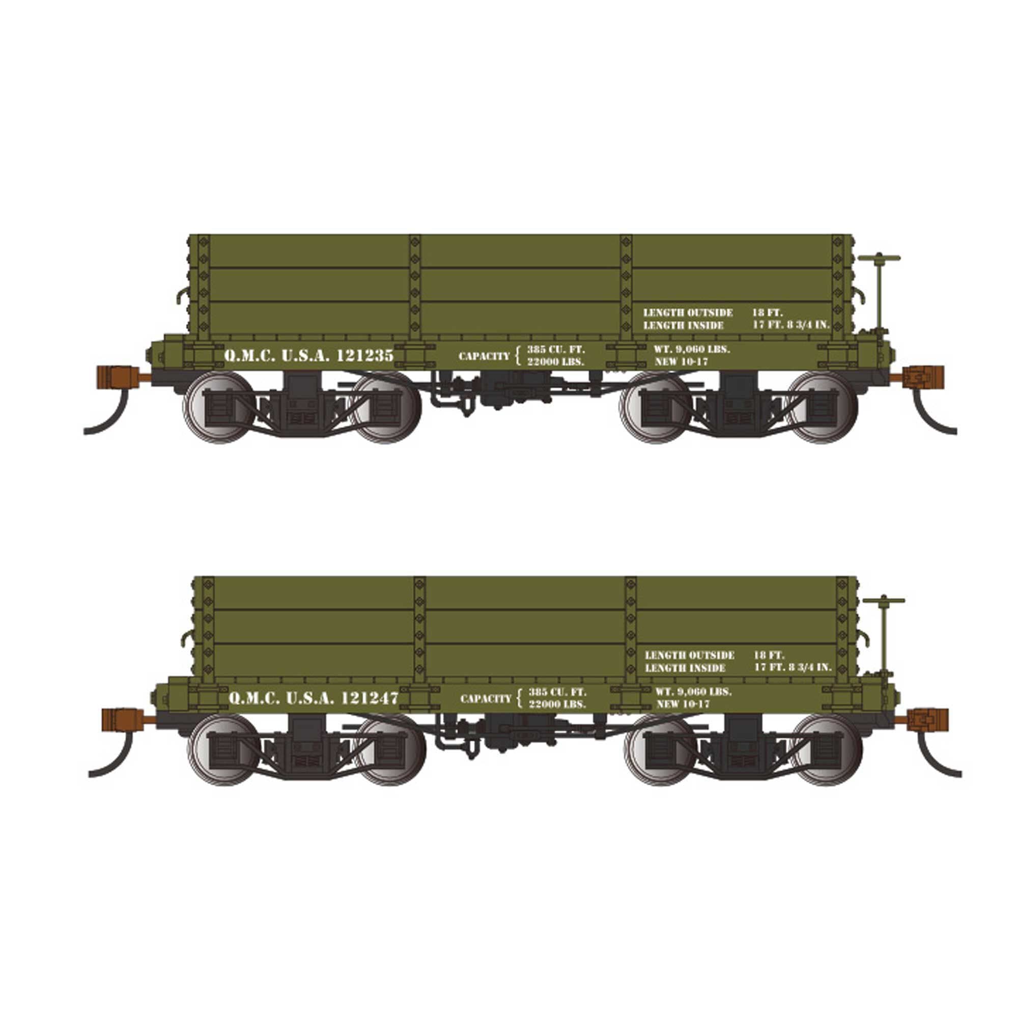 Bachmann 26534 O,SP On30,18'LS Gondola US Quarter Master #121235&121247-Grn