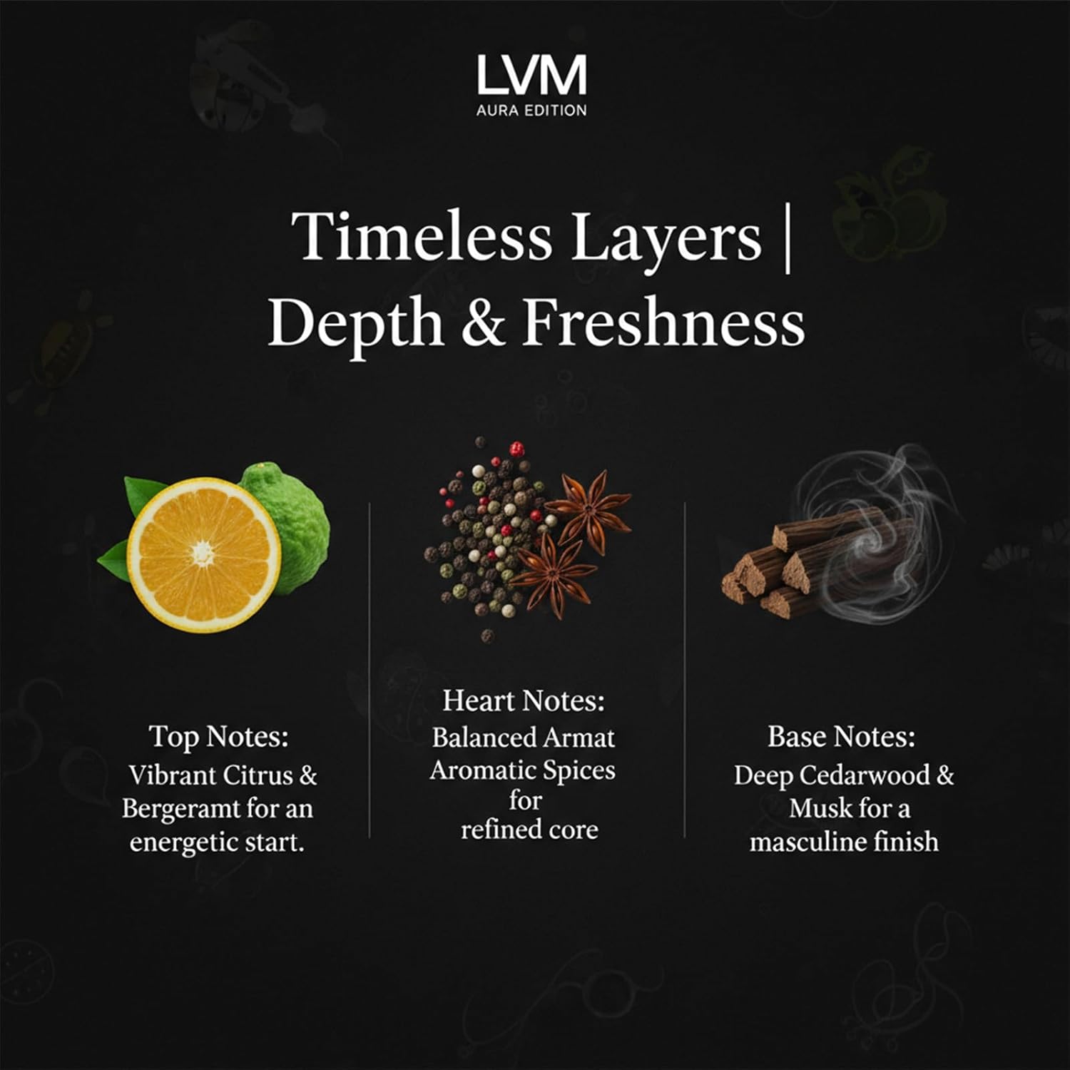 WNW LVM Cologne for Men, Long Lasting Fragrance with Woody Notes, Social Scent for Confidence, Fresh Aroma, Skin-Friendly Formula, for Daily Use and Special Occasions, 50ML (1pcs)