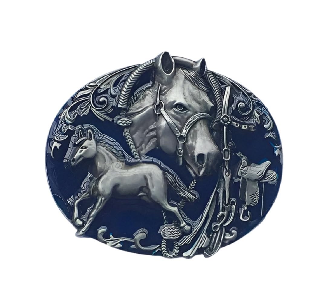 Hebilla de cinturón de caballos, vaquero para hombre, hebilla ovalada, cabeza de caballo, joyas para hombre