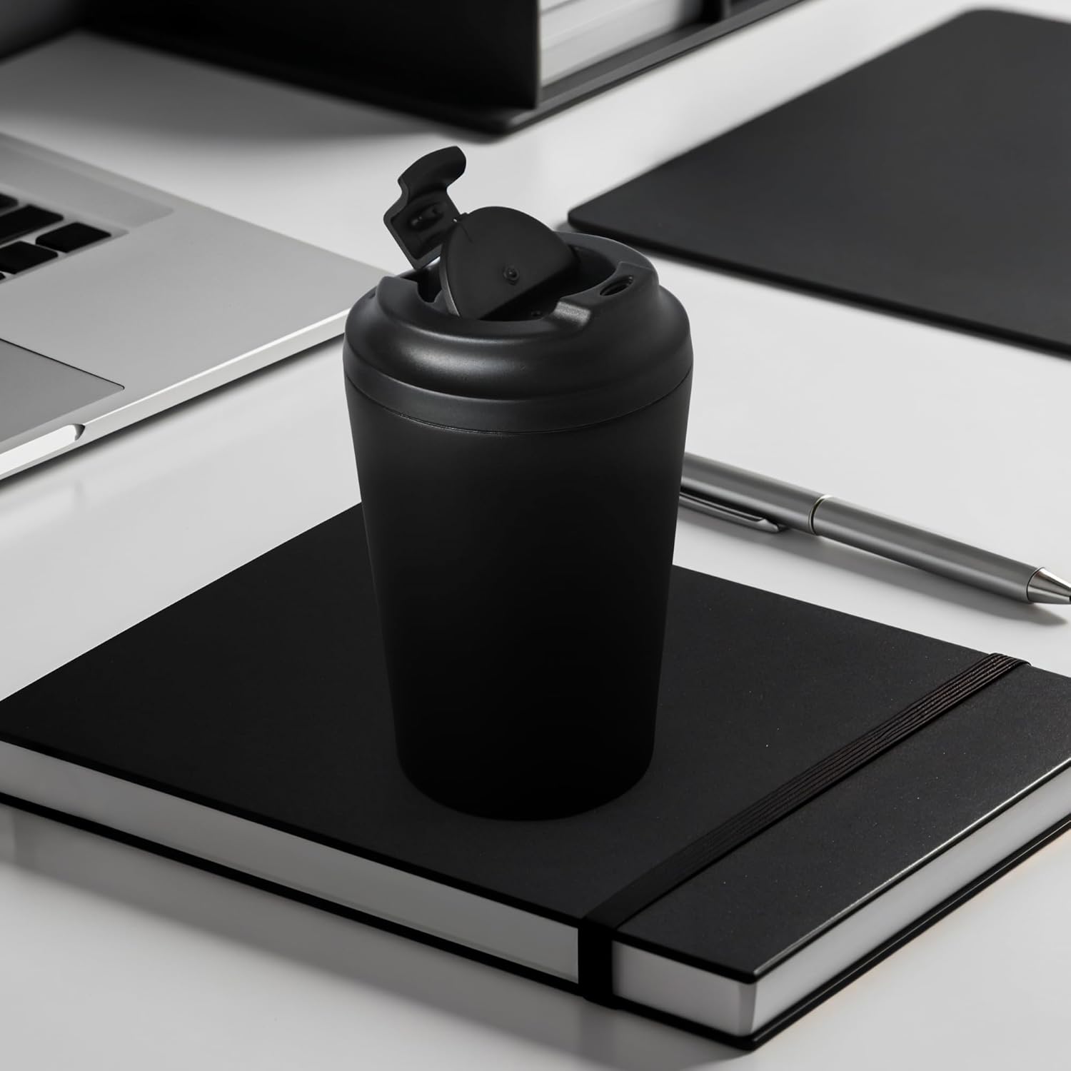 sweet grain Travel Coffee Mug - 12oz Stainless Steel Reusable Coffee Cup with Leakproof Lid, Vacuum Insulated Coffee Tumbler with Built-in Scale for Keep Hot/Ice Coffee,Tea and Beer - Black - Image 6