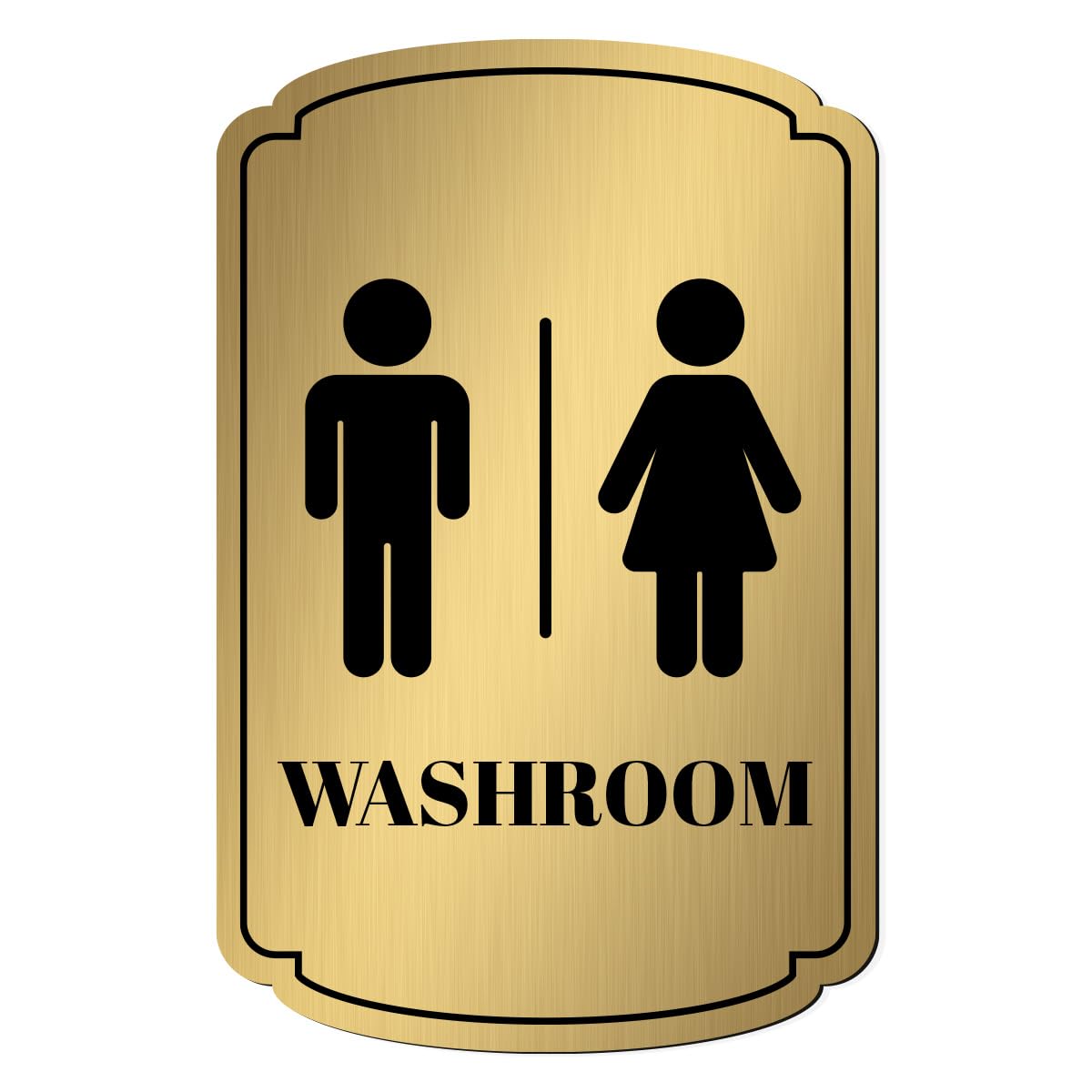 GifteengGifteeng Brushed Silver PVC Office Sign with Double-Sided Tape | Durable 4x6 Inch Signage for Clinics, Malls, Gyms & Hospitals – Available in Silver & Gold (Brushed Gold, Washroom)