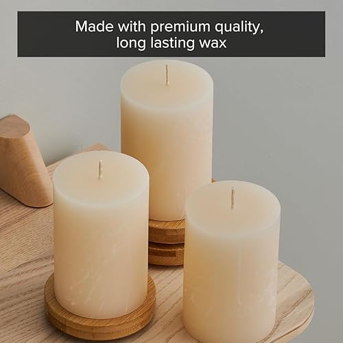 Miniatura 4 de Simply Soson Juego de 6 velas rústicas de pilar de cáscara de huevo marfil sin perfume, pilares de 3 x 4 pulgadas, vela grande para portavelas, 60