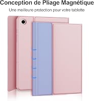 SENGBIRCH Bluetooth Billentyűzetes Tok Samsung Galaxy Tab A9+ 11" (2023) Tablethez - Levehető AZERTY Billentyűzet, Rózsaszín, Háttérvilágítá 7