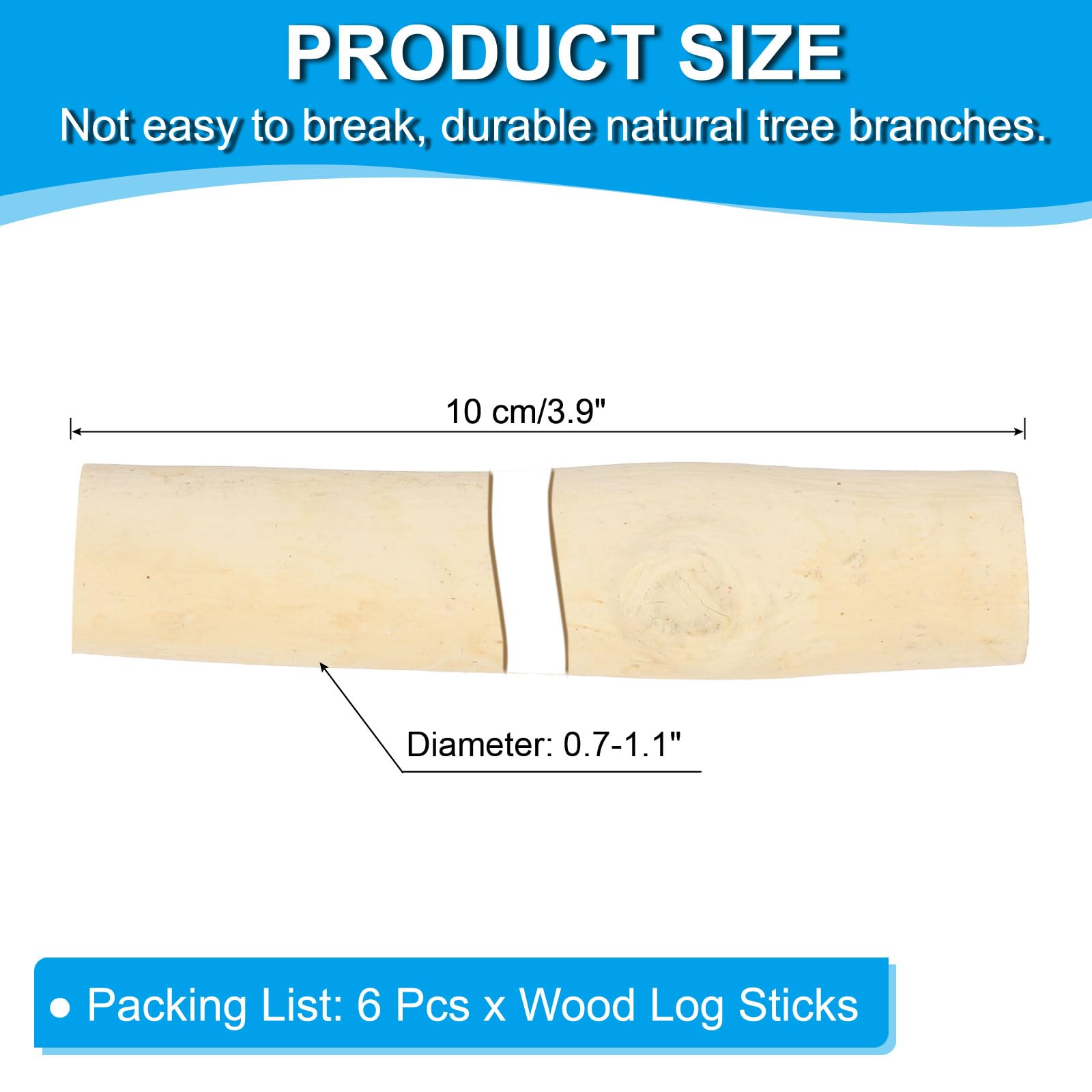 PATIKIL 6 Pcs 10cm Wood Log Sticks, Natural Wood Craft Sticks, Dried Wood Sticks Wooden Branches for DIY Crafts Accessory Decor Photo Props, White
