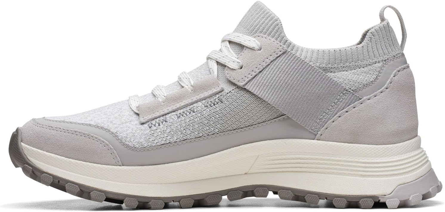 Clarks Women's ATL Trek Knit Sneaker, Light Grey Combination, 10