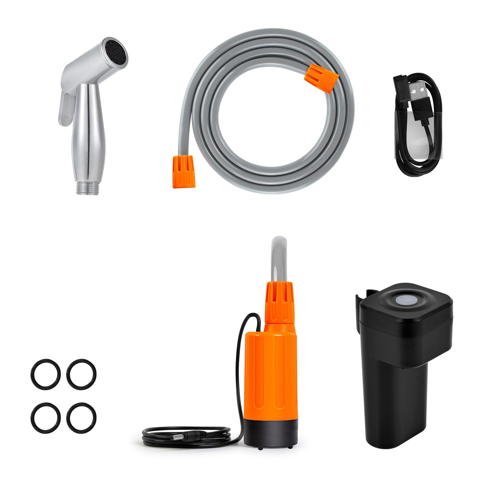 QIEIEI Portable Shower for Camping,Outdoor Electric Shower USB Rechargeable Pumps Bathing Pumps,Camping Shower Head Nozzle