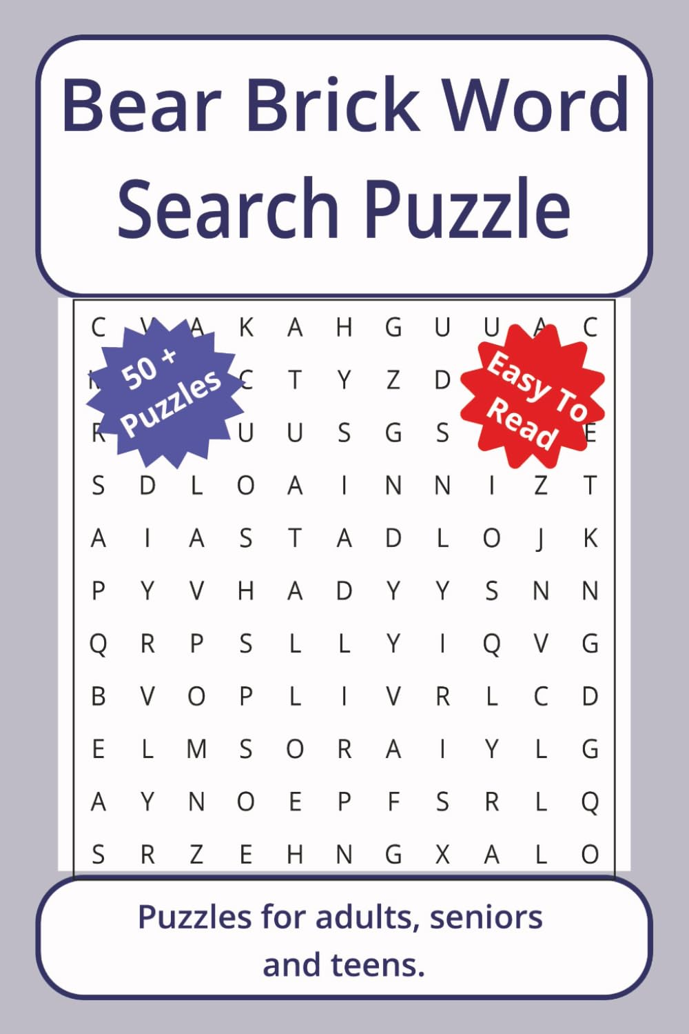 Bear Brick Word Search Puzzle: Word searches about Bear Brick, with easy to read print | 6 x 9 inches. 110 pages | 50+ puzzles _ Gifts for Vacations, Holidays.