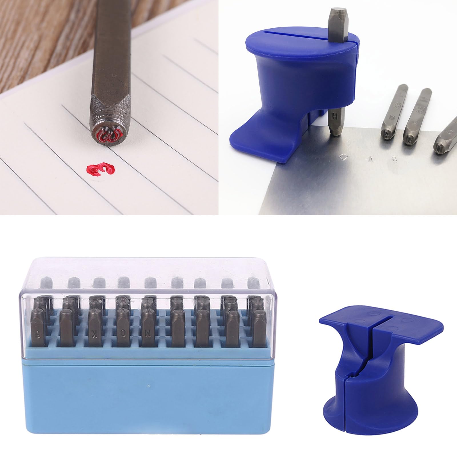 Set di timbri professionali in metallo, set di timbri con numeri e lettere, strumenti di stampa, accessori per progetti di timbro in metallo, supporto rotondo per timbri