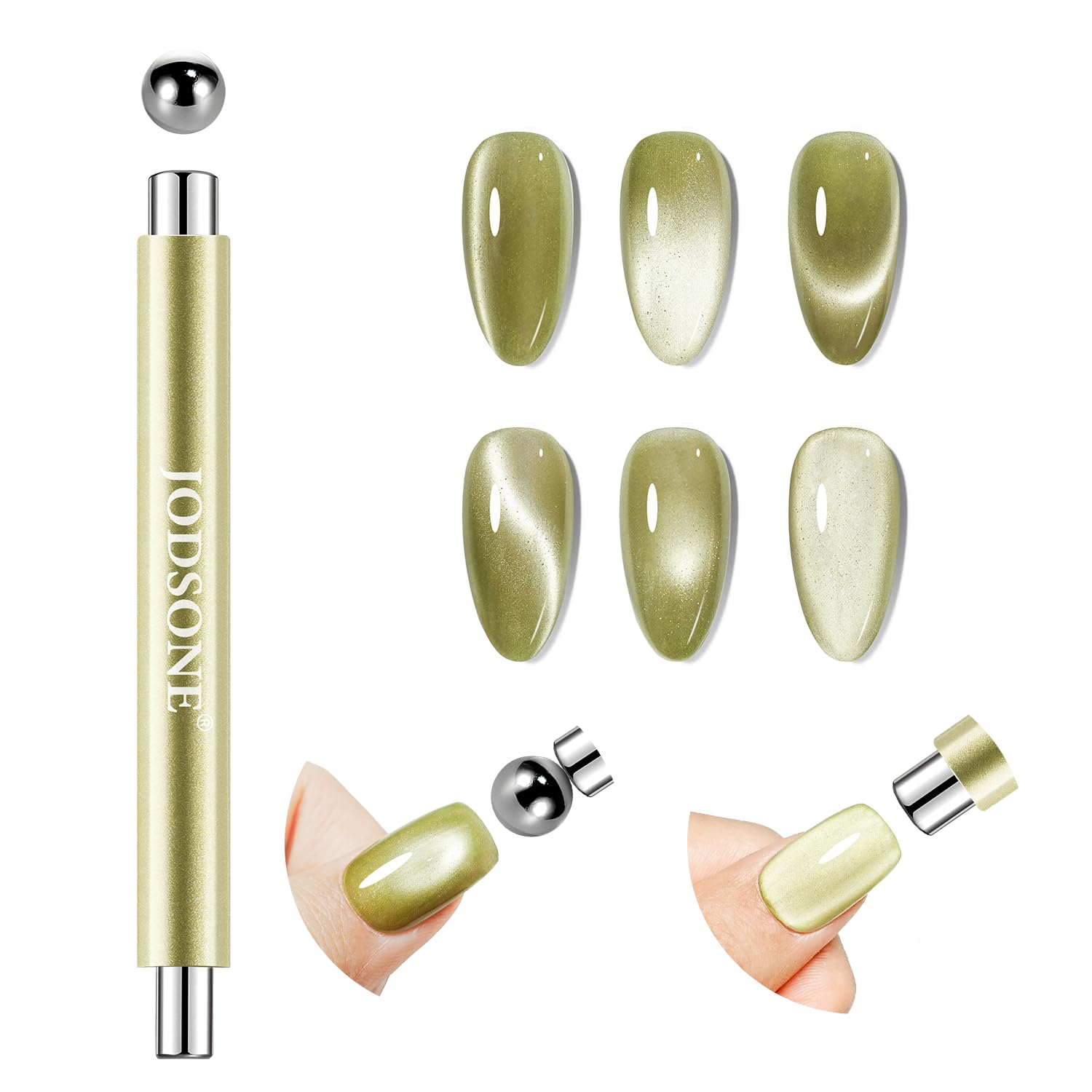 JODSONE 3-in-1 Cat-Eye Magnet Nagelkunst-Werkzeug, Zylindrische & Kugel-Magnet-Nagelkunststifte, Multi-Effekt-Magnete für Cat-Eye-Gelpolitur DIY zu Hause im Salon