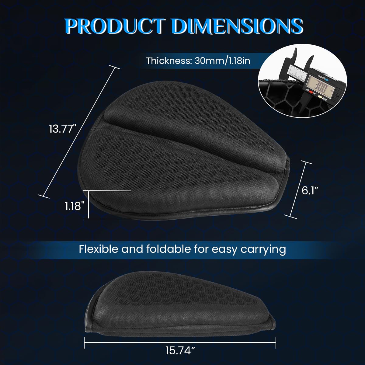 STHIRA® Bike Seat Cushion Gel Seat for Bike and Motorcycle Breathable 3D Honeycomb Design Bike Seat Cover with Waterproof & UV Sun Cover Shock-Absorbing, Anti-Slip Gel Seat Cushion Fit for Long Rides - Image 2 thumbnail