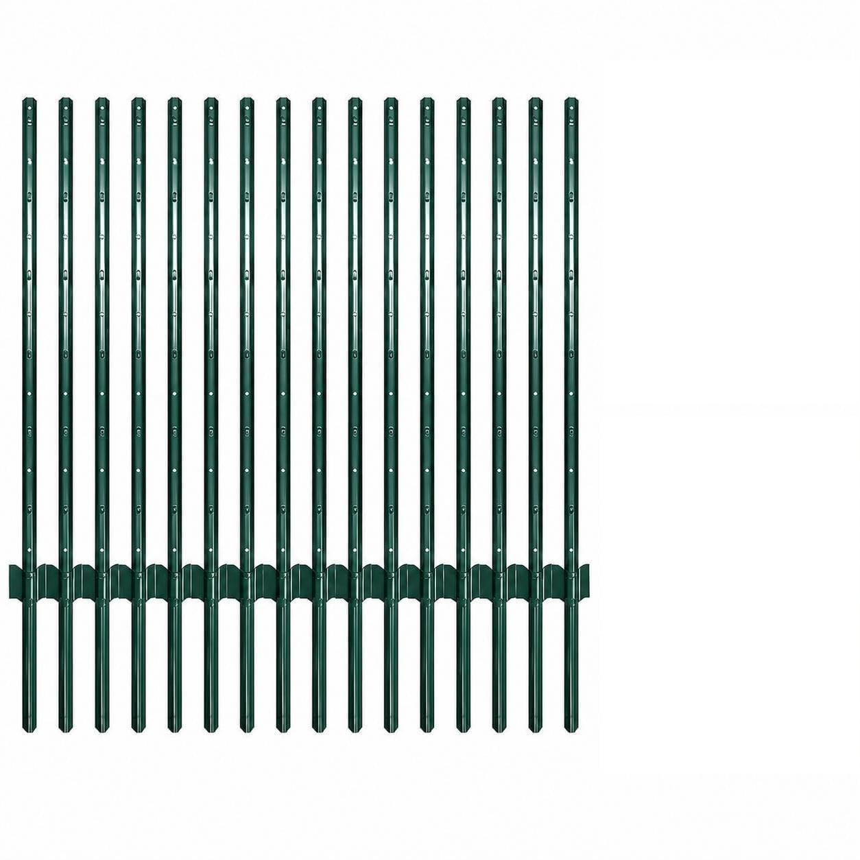 Garvee Postes Valla Metal U 15uds, Acero Q235 Pesados, Verde 183 cm | Postes valla metal U 15 piezas, acero Q235 pesados jardín exterior, verde/negro