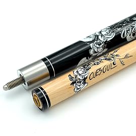 CUESOUL 58 inch 20oz 1/2 Maple Pool Cue Stick Kit- Rock The World Stylish Pattern Cue Design in Black Paint