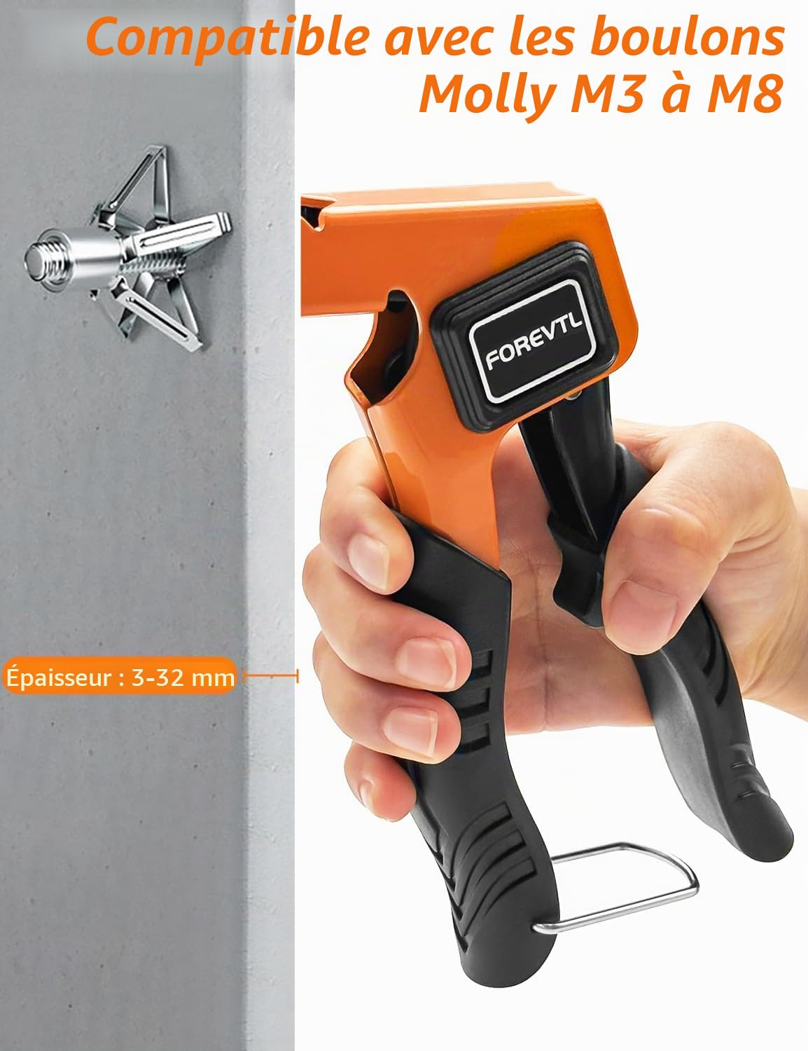 Kit Complet de 40 Pièces : Pince Professionnelle pour Chevilles Molly Métalliques avec Vis, Tailles M4/M5/M6 - pour Placo et Mur Creux