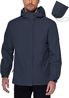 Men's Rain Jacket Waterproof With Hood Lightweight Packable Shell Raincoat Windbreaker For Cycling Golf Travel