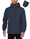 Men's Rain Jacket Waterproof With Hood Lightweight Packable Shell Raincoat Windbreaker For Cycling Golf Travel