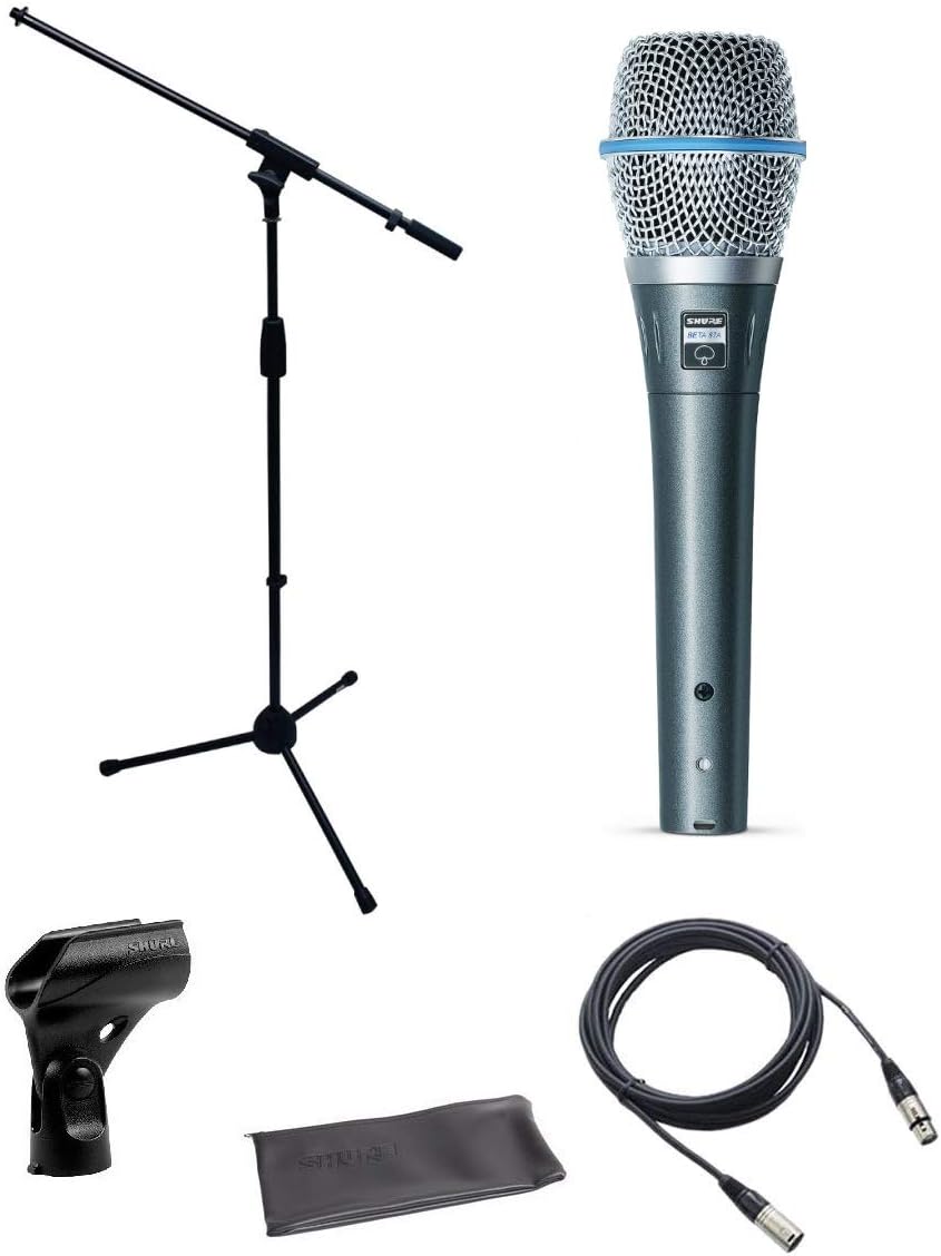 Uр Tо 50% оƒƒ Shure Beta 87A Supercardioid Condenser Vocal Microphone Bundle with Boom Stand, XLR Cable, and Austin Bazaar Polishing Cloth